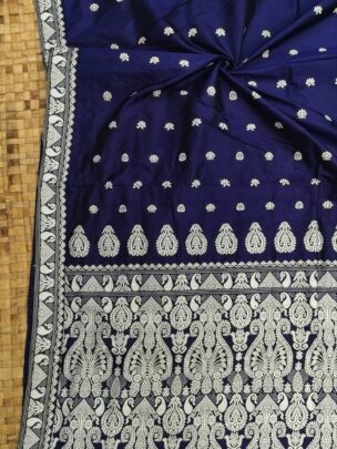 Exclusive Mulberry( paat ) Assam Silk Saree - Navy Blue | Mayurisilk