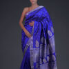Royal Blue Mulberry (Paat) Silk Saree Silver Zari