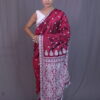 Maroon Mulberry (Paat) Silk Saree With White Motifs