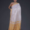 White Mulberry (Paat) Silk Saree With Golden Thread Work