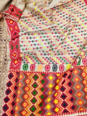 Pure Muga Assam Silk Saree With Multicoloured Motifs