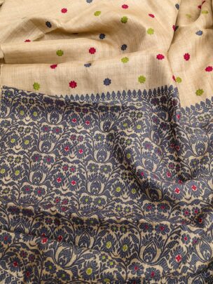Pure Muga Assam Silk Saree With Multicoloured Motifs