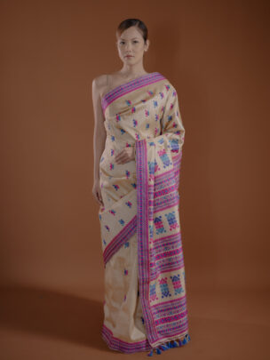Tussar Assam Silk saree With Multicolerd Motifs