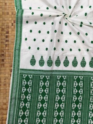 WHITE MULBERRY PAAT ASSAM SILK SAREE | MAYURISILK