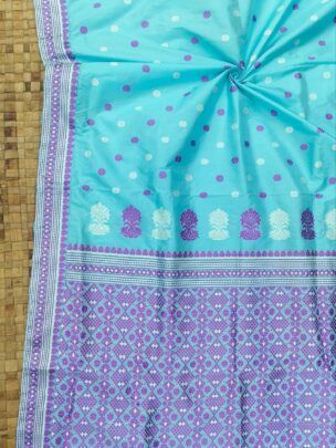 SKY BLUE MULBERRY PAAT ASSAM SILK SAREE | MAYURISILK
