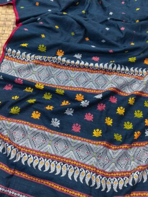 BLUE EXCLUSIVE ERI ASSAM SILK SAREE WITH HEAVY BLOUSE | MAYURISILK