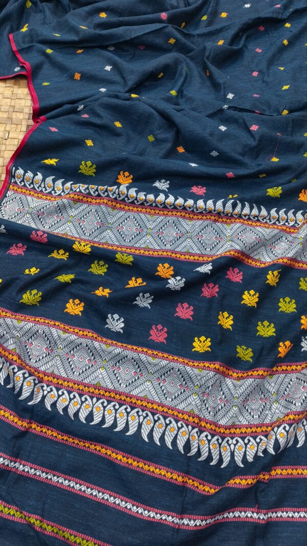BLUE EXCLUSIVE ERI ASSAM SILK SAREE WITH HEAVY BLOUSE | MAYURISILK
