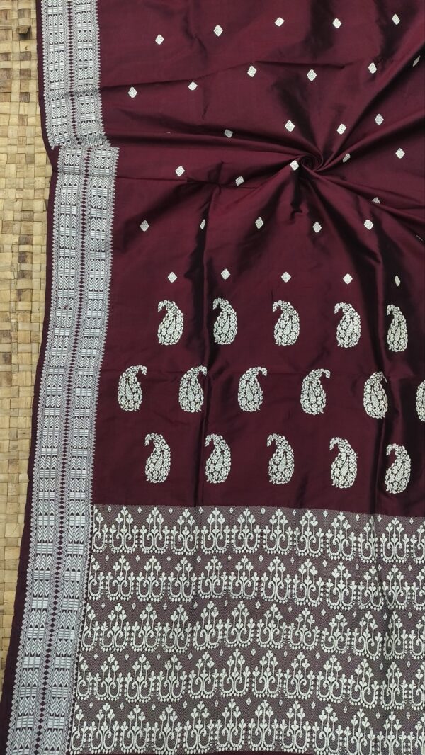 COffee Mulberry Paat Assam Silk Saree With Interwoven Border | Mayurisilk