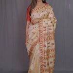 TUSSAR BY TUSSAR GOLDEN ZARI  BEIGE ASSAM SILK SAREE MAYURISILK
