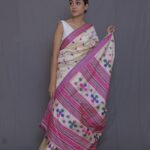 BEIGE TUSSAR THREAD WORK  ASSAM SILK SAREE MULTICOLOR MOTIFS | MAYURISILK