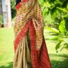 Pure Muga Assam Silk Saree With Red Motifs