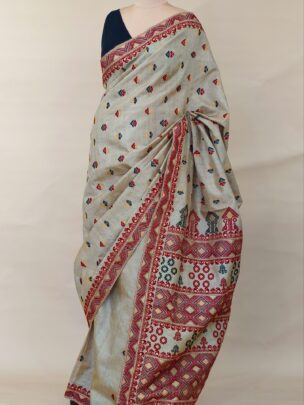 PURE MUGA ASSAM SILK SAREE BEIGE MAYURISILK