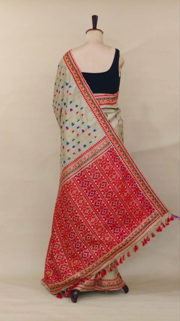 Pure Muga Assam Silk Saree With Malticolor Motifs | Moyuri Silk - Image 3
