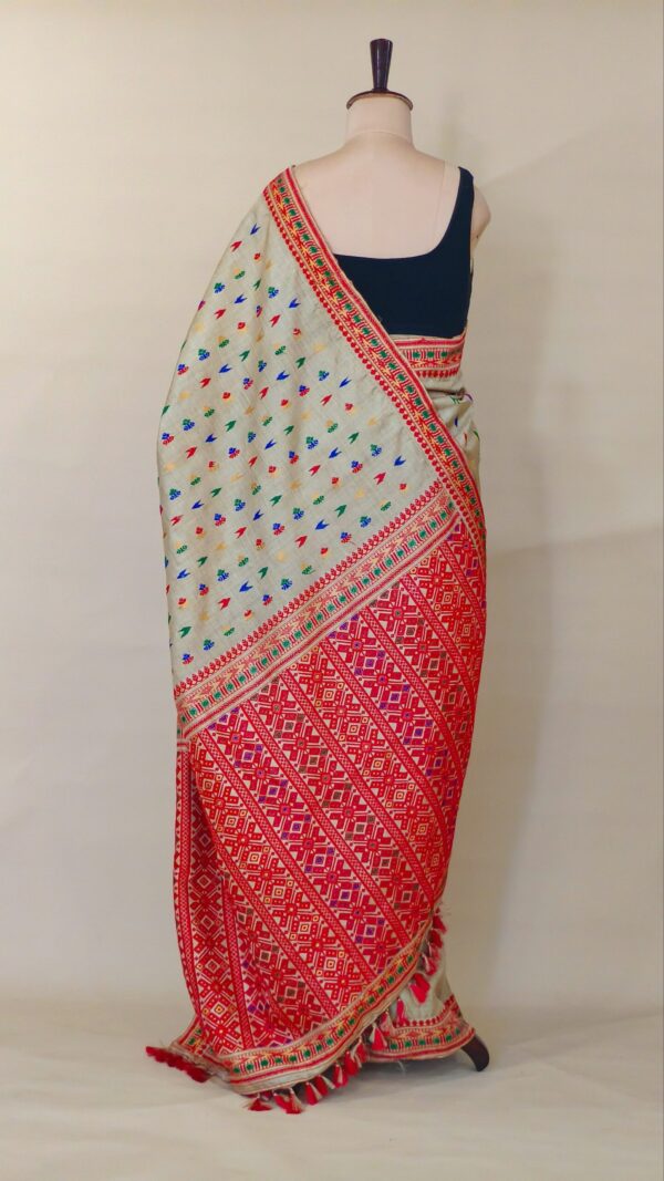 Pure Muga Assam Silk Saree With Malticolor Motifs | Moyuri Silk - Image 5