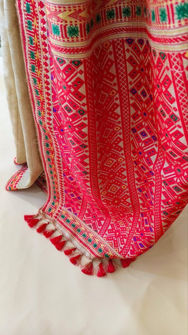 Pure Muga Assam Silk Saree With Malticolor Motifs | Moyuri Silk - Image 9