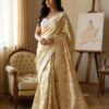 Pure Muga Assam Silk Saree With White Motifs