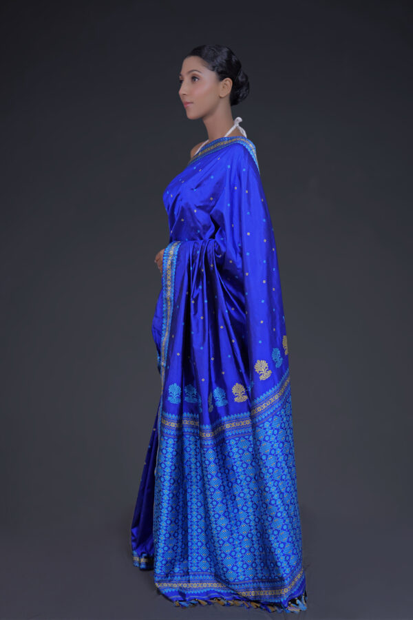 ROYAL BLUE THREAD MULBERRY( PAAT ) ASSAM SILK SAREE MAYURISILK - Image 4