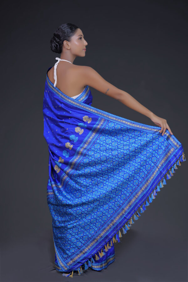 ROYAL BLUE THREAD MULBERRY( PAAT ) ASSAM SILK SAREE MAYURISILK - Image 2