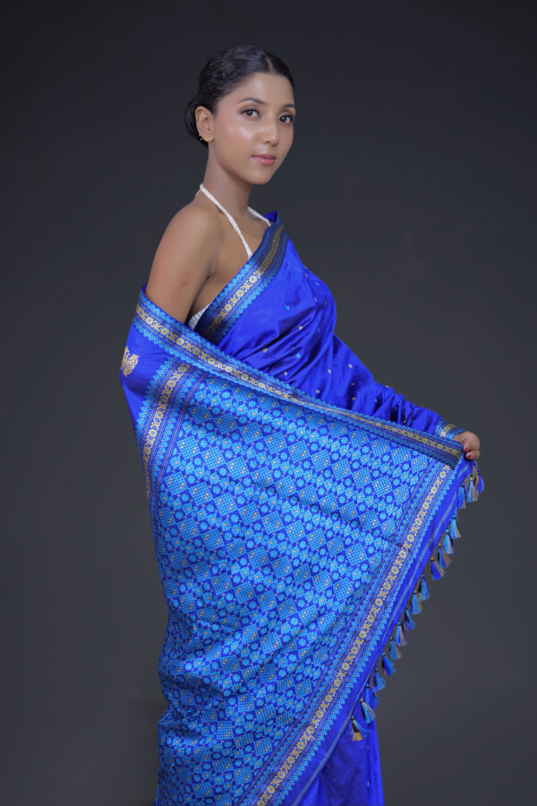ROYAL BLUE THREAD MULBERRY( PAAT ) ASSAM SILK SAREE MAYURISILK - Image 3