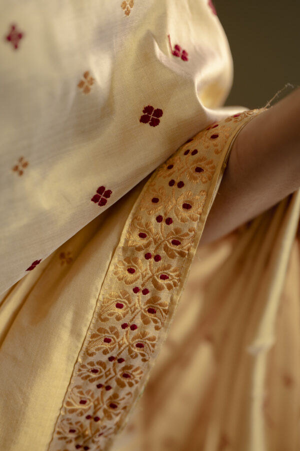 GOLD MULBERRY GOLDEN ZARI  ASSAM SILK SAREE MAYURISILK - Image 5