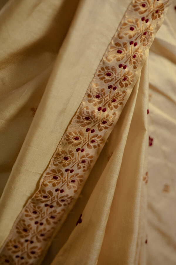 GOLD MULBERRY GOLDEN ZARI  ASSAM SILK SAREE MAYURISILK - Image 6