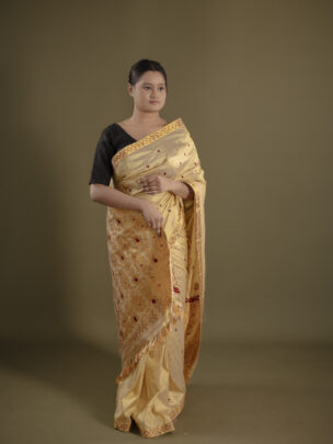 GOLD MULBERRY GOLDEN ZARI  ASSAM SILK SAREE MAYURISILK