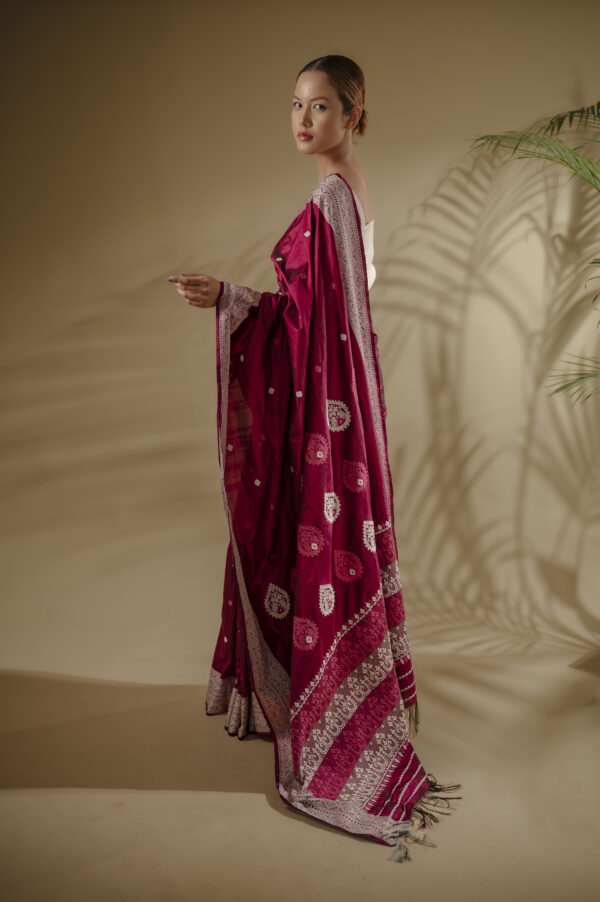 MAROON MULBERRY (PAAT) THREAD ASSAM SILK SAREE MAYURISILK - Image 2