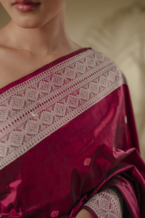 MAROON MULBERRY (PAAT) THREAD ASSAM SILK SAREE MAYURISILK - Image 4