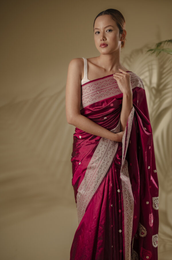 MAROON MULBERRY (PAAT) THREAD ASSAM SILK SAREE MAYURISILK