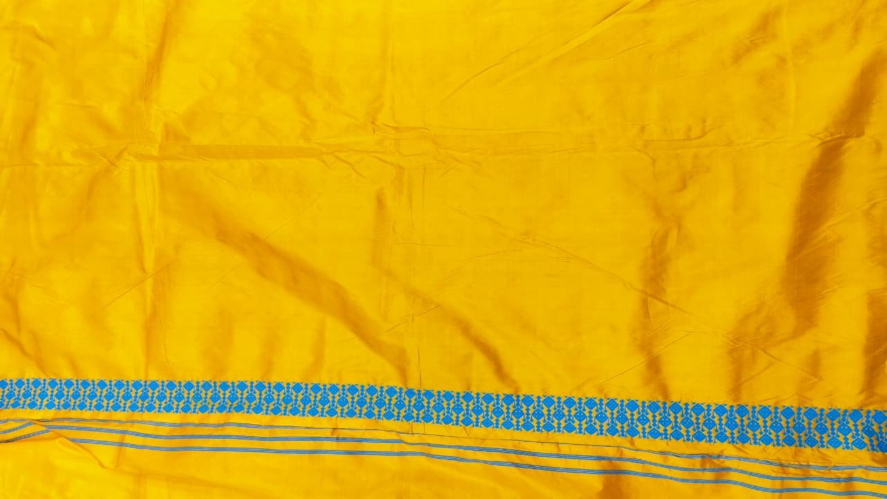 Mulberry Silk Yellow Thread Work Saree 103314 - Image 2