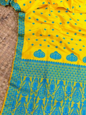 Mulberry Silk Yellow Thread Work Saree 103314