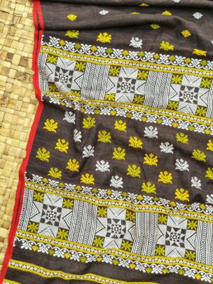 Coffee Eri By Eri Silk Thread Work Saree With Designer Blouse Assam Silk Saree