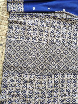 Blue Eri By Eri Silk Thread Work Interwoven Assam Silk Saree