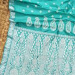 Sky Blue Pure Mulberry Thread Work Assam Silk Saree