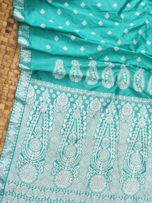 Sky Blue Pure Mulberry Thread Work Assam Silk Saree