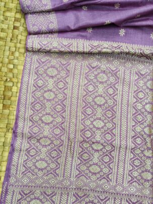 Purple Eri By Eri With Muga Ghisa Work Interwoven Assam Silk Saree