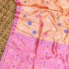 Coral Pure Mulberry Silk Thread Work Assam Silk Saree