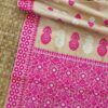 Pure Tussar By Tussar Silk Thread Work Assam Silk Saree with Pink And White Motifs