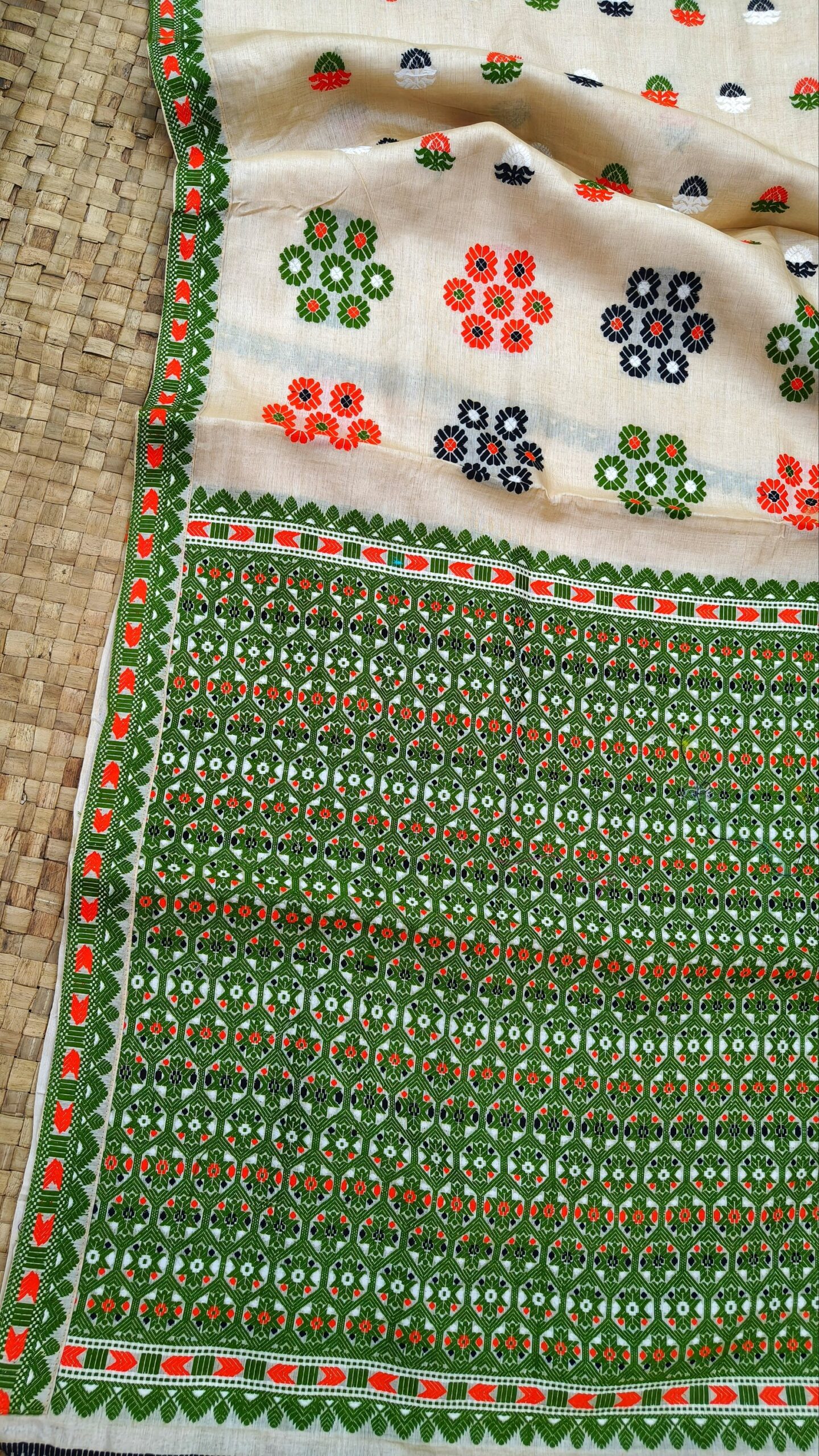 Pure Tussar By Tussar Silk Thread Work Assam Silk Saree with Multicolour Motifs