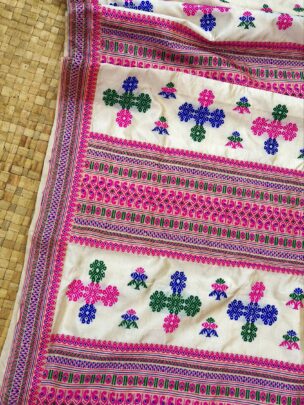 Pure Tussar By Mulberry Thread Work Assam Silk Saree With Multicolour Motifs