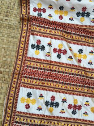 Pure Tussar By Mulberry Silk Thread Work Assam Silk Saree with Multicolour Motifs