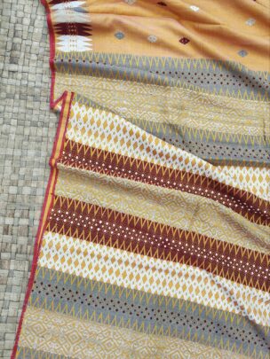 Khakhi Pure Eri By Eri with Muga Ghisa Work Assam Silk Saree