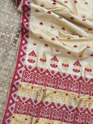 Pure Tussar By Tussar Silk With Golden Zari And Thread Work Assam Silk Saree