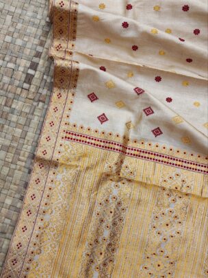 Pure Tussar By Tussar Silk With Golden Zari And Thread Work Assam Silk Saree