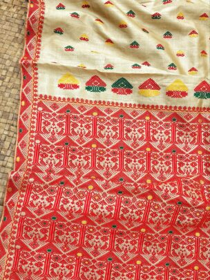 Pure Tussar By Muga Silk Thread Work Assam Silk Saree