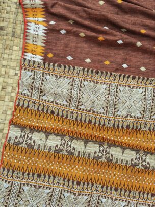 Brown Pure Eri By Eri With Muga Ghisa Work Interwoven Assam Silk Saree
