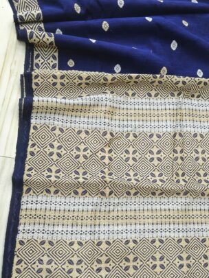 Blue Eri By Mulberry Silk Thread Work Assam Silk Saree