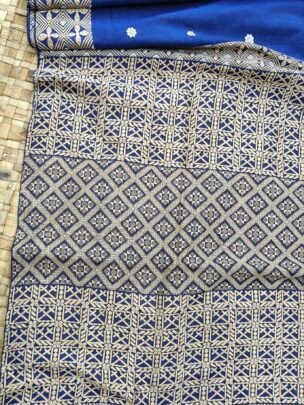 Blue Eri By Eri Silk Thread Work Interwoven Assam Silk Saree