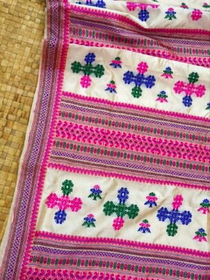 Pure Tussar By Mulberry Thread Work Assam Silk Saree With Multicolour Motifs