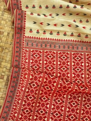 Maroon Pure Tussar By Muga Silk Thread Work Assam Silk Saree